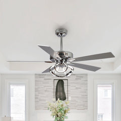Parrot Uncle 52 - Inch Contemporary Chrome Ceiling Fan with Integrated LED Lights and Remote Control
