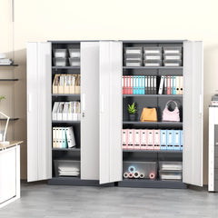 SOLAURA 71" Metal Garage Storage Cabinet with Locking Doors and Adjustable Shelves for Home, Office(Black)