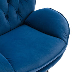 Velvet Swivel Accent Chair with Ottoman, Modern Chaise Lounge Chair with Metal Frame and Footstool, Comfy Armchair Reading Chair