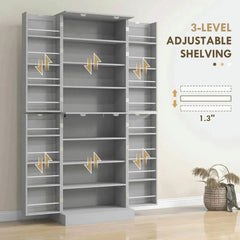 Spaco 17-Tier Kitchen Small Pantry Cabinet with 2 Doors and 6 Adjustable Shelves, Cabinet Pantry, Freestanding 5-Tier Shelving Pantries