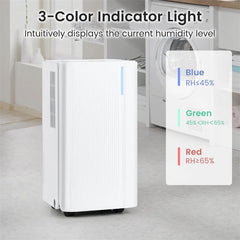 32 Pint Dehumidifier with 3.3FT Drain Hose, 24H Timer & 3 - Color Indicator, 2000 Sq.Ft Portable Dehumidifier for Basement, Bedroom, Bathroom