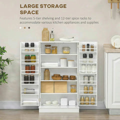 Spaco 17-Tier Kitchen Small Pantry Cabinet with 2 Doors and 6 Adjustable Shelves, Cabinet Pantry, Freestanding 5-Tier Shelving Pantries