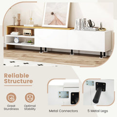 Tangkula Modern TV Stand for 80 Inches TVs with Storage Shelves and Cabinets