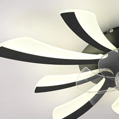 Garwarm Dimmable Ceiling Fan with Light and Remote Control, 27" Small Flush Mounted Ceiling Fan