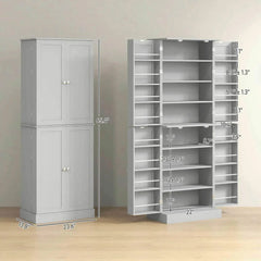 Spaco 17-Tier Kitchen Small Pantry Cabinet with 2 Doors and 6 Adjustable Shelves, Cabinet Pantry, Freestanding 5-Tier Shelving Pantries