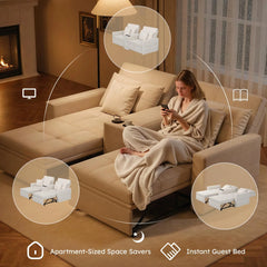 AECOJOY 75" Sleeper Chair, 3 in 1 Convertible Sleeper Sofa Bed, 2-Seater Pull Out Couch Bed