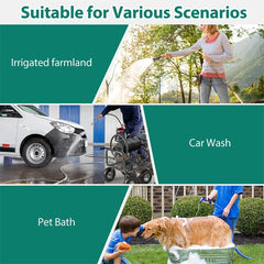 Portable Garden Hose Reel Cart Holds 300FT of 5/8" Large Capacity, Heavy - Duty Metal Hose Cart with 4 Wheels & Storage Basket for Lawn Yard
