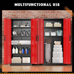 SOLAURA 71" Metal Garage Storage Cabinet with Locking Doors and Adjustable Shelves for Home, Office(Black)