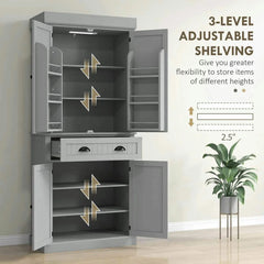 Spaco 17-Tier Kitchen Small Pantry Cabinet with 2 Doors and 6 Adjustable Shelves, Cabinet Pantry, Freestanding 5-Tier Shelving Pantries
