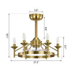Maxax Candlestick Ceiling Fan with Light, 21" White Vintage Ceiling Fan with Remote Control, 6 Speeds Reversible Timing Ceiling Fan