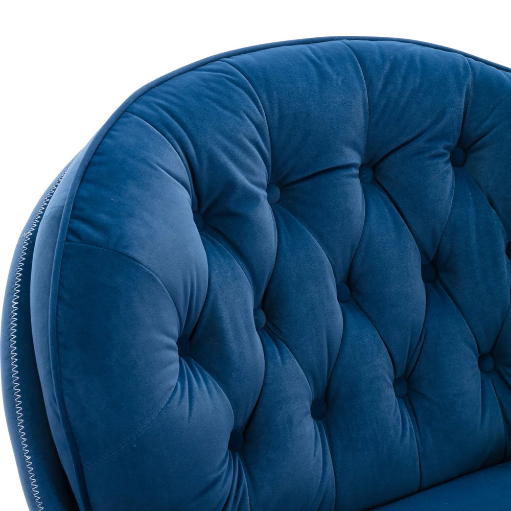 Velvet Swivel Accent Chair with Ottoman, Modern Chaise Lounge Chair with Metal Frame and Footstool, Comfy Armchair Reading Chair