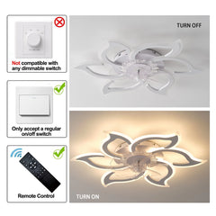 Garwarm Dimmable Ceiling Fan with Light and Remote Control, 27" Small Flush Mounted Ceiling Fan