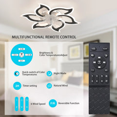 Garwarm Dimmable Ceiling Fan with Light and Remote Control, 27" Small Flush Mounted Ceiling Fan