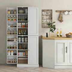 Spaco 17-Tier Kitchen Small Pantry Cabinet with 2 Doors and 6 Adjustable Shelves, Cabinet Pantry, Freestanding 5-Tier Shelving Pantries