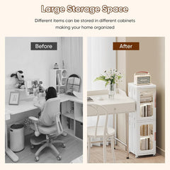Slim Kitchen Pantry Storage Cabinet with Doors and Shelves, 3 - Tiers Plastic Narrow Storage Organizer Collapsible