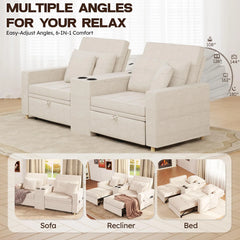 AECOJOY 75" Sleeper Chair, 3 in 1 Convertible Sleeper Sofa Bed, 2-Seater Pull Out Couch Bed