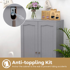 Spaco 17-Tier Kitchen Small Pantry Cabinet with 2 Doors and 6 Adjustable Shelves, Cabinet Pantry, Freestanding 5-Tier Shelving Pantries
