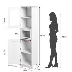 Bathroom Cabinet, Tall Storage Cabinet with Doors and Adjustable Shelf, Freestanding Floor Pantry Cabinet