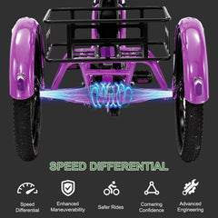 ABORON 3.0 Fat Tire Electric Trike for Senior Foldable E - Bike, 500W Motorized Tricycle Adult 20" Folding 3 Wheel Electric Commute Bike Trike W/48V