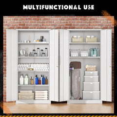 SOLAURA 71" Metal Garage Storage Cabinet with Locking Doors and Adjustable Shelves for Home, Office(Black)