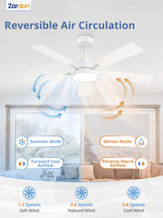 Zardon 52 in Black Ceiling Fan with LED Light and Remote, Downrod 6-Speed and Quiet Reversible DC Motor for Bedroom, Living Room, Indoor