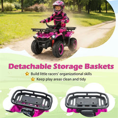 24V Kids ATV Ride On Quad, Electric 4 Wheeler Toy with 5Mph Max Speed, LED Headlights, Music, Front & Rear Storage for Boys Girls
