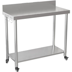 AECOJOY Stainless Steel Table with Backsplash 48"x18" Prep Tables for Commercial Kitchen