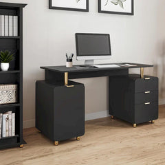 Contemporary Executive Floating Desk with 3 Drawers and Stylish Work Surface