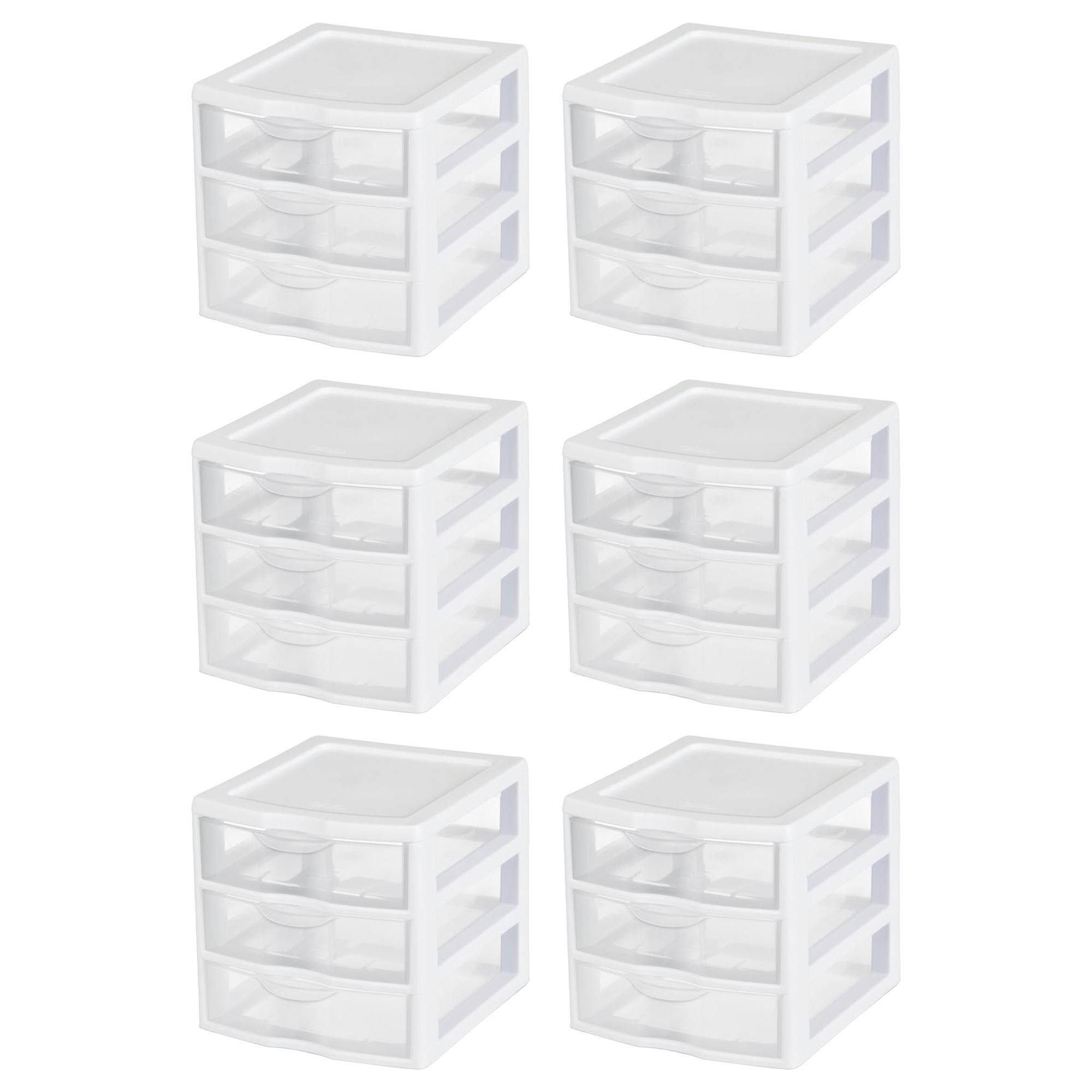 6 Sterilite 20738006 Small Compact Countertop 3 Drawer Desktop Storage Unit