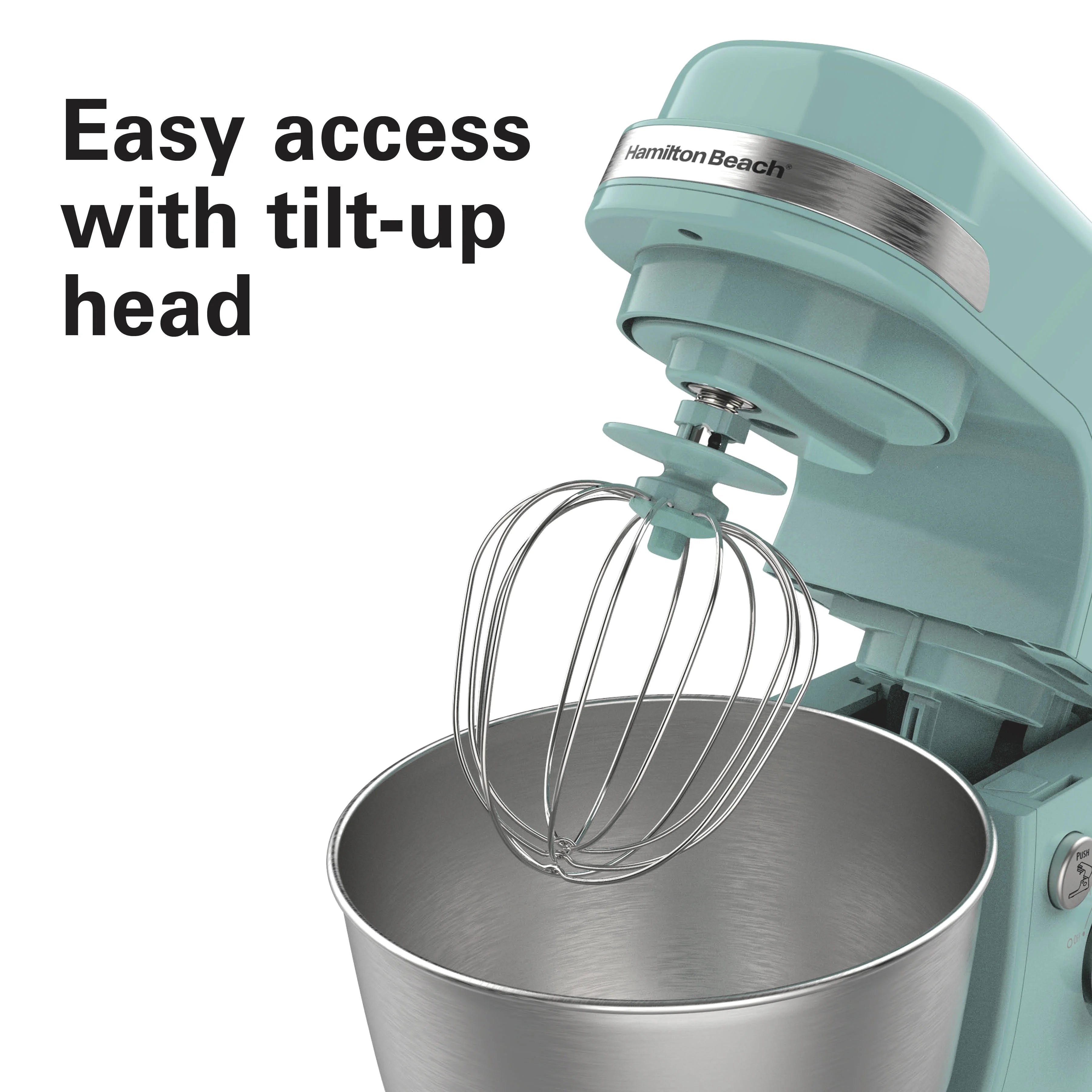 Hamilton Beach 4 Quart Stand Mixer for Kitchen, 7 Speeds, Tilt - Head, Dough Hook, Whisk & Flat Beater, White