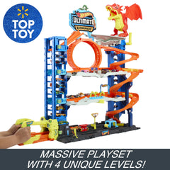 Hot Wheels City Ultimate Garage Playset with 2 Die - Cast Cars, Toy Storage for 50+ Cars