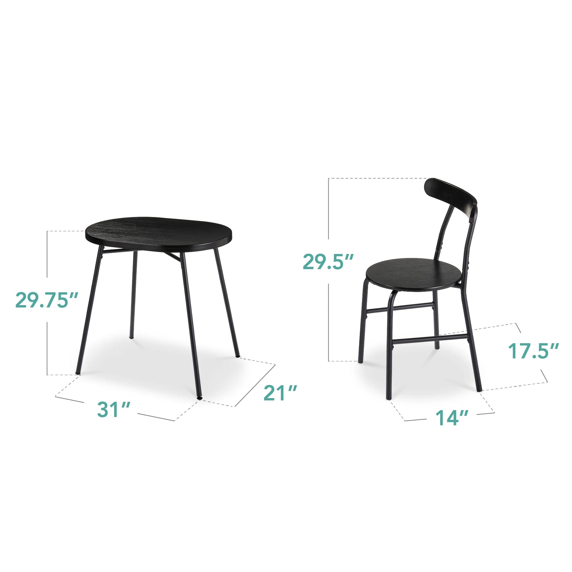 Best Choice Products 3 Piece Modern Oval Dining Table Set, Small Kitchen Dinette W/ 2 Chairs Black/Black