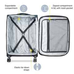 DELSEY PARIS Sky Max 2.0, 2 Piece Softside Luggage Set Includes 24" Checked Luggage and a Carry - on Duffel Bag, Blue