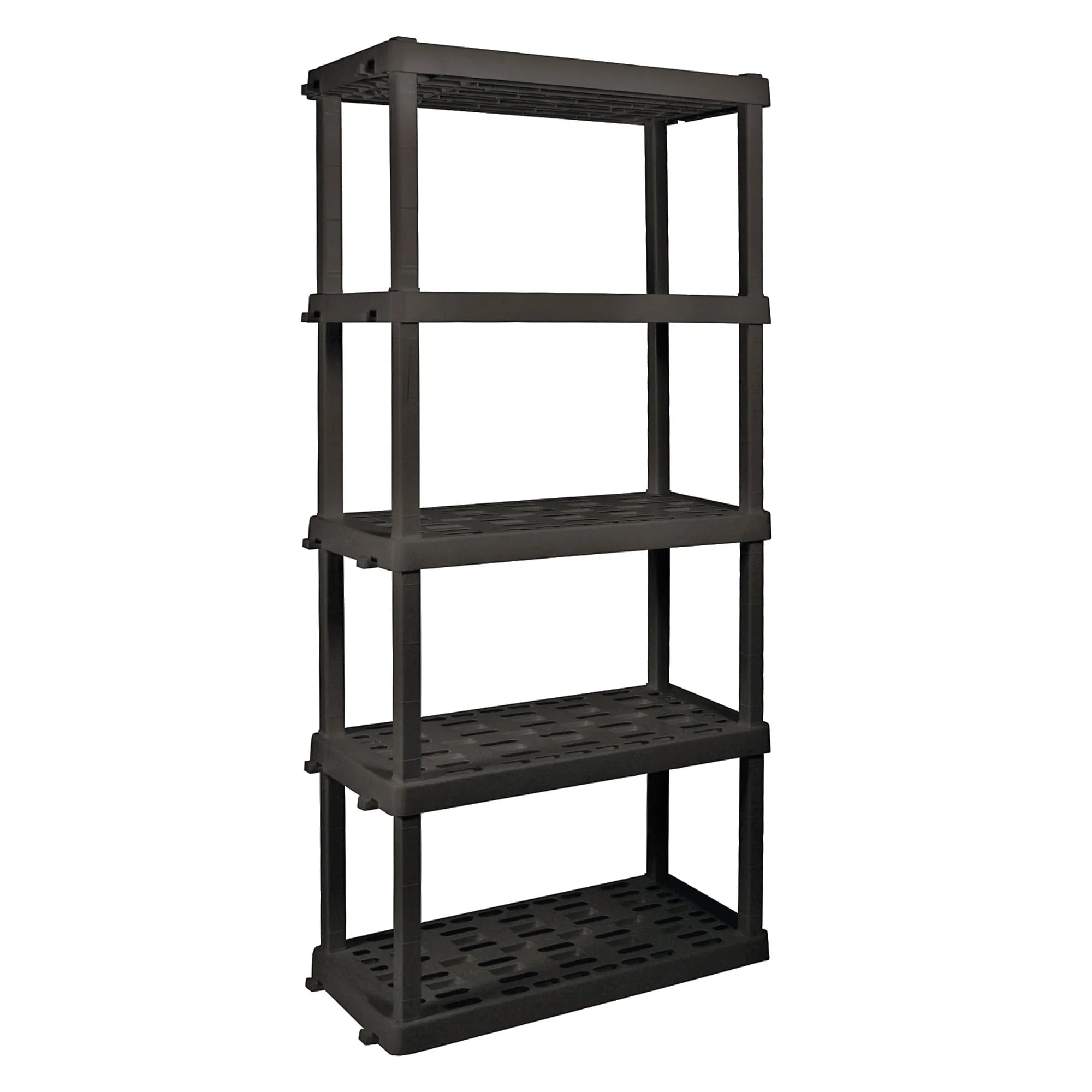Hyper Tough Large 5-Tier Shelving Unit, W36 x D18 x H74" Interlocking Multipurpose Organizer, Black, Pack of 2