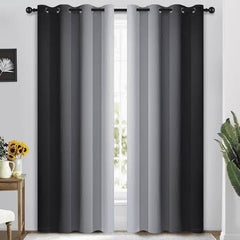 Yakamok Grommet Light Blocking Black Ombre Curtains, Room Darkening Window Drapes for Bedroom/Living Room Blackout, 52x84 Inches, 2 Panels, Size: 52W