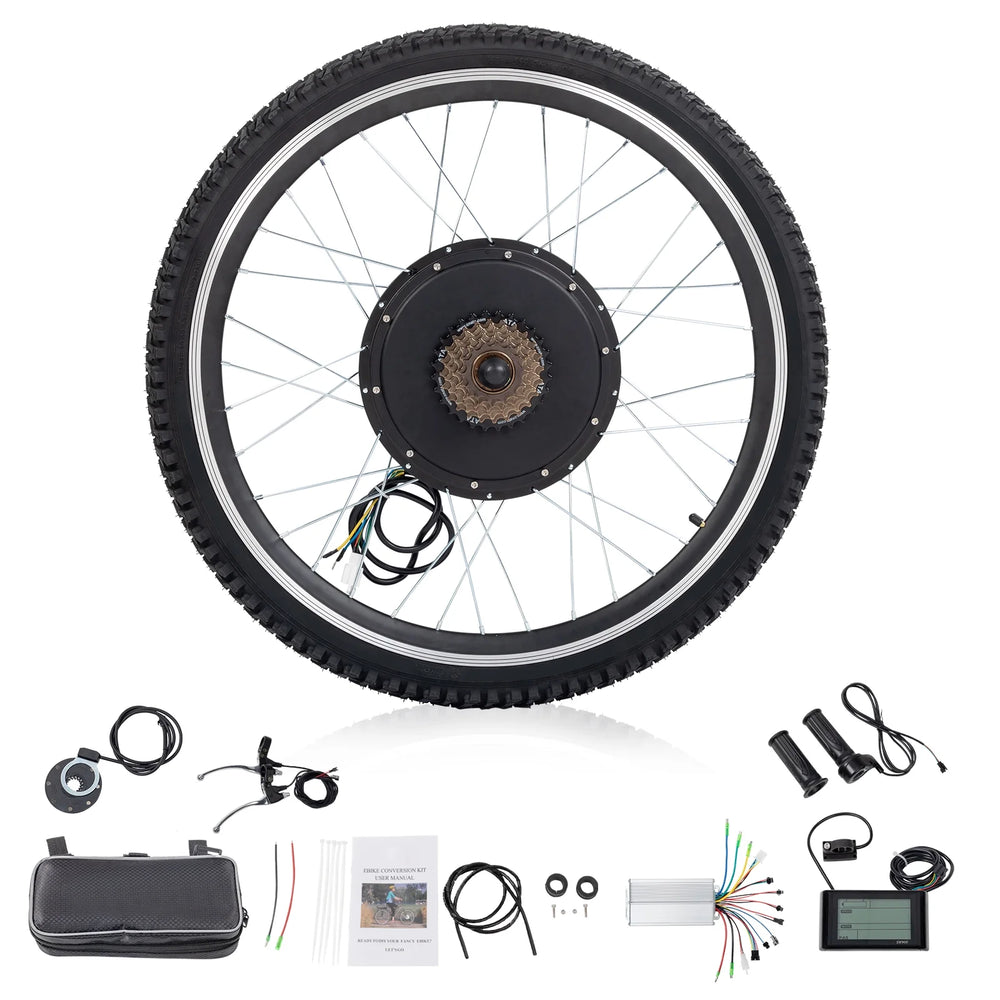 Ktaxon 48V 1000W Electric Bicycle Motor Kit, 26" Front Wheel E - Bike Conversion Kit W/ LCD Display (without Battery)