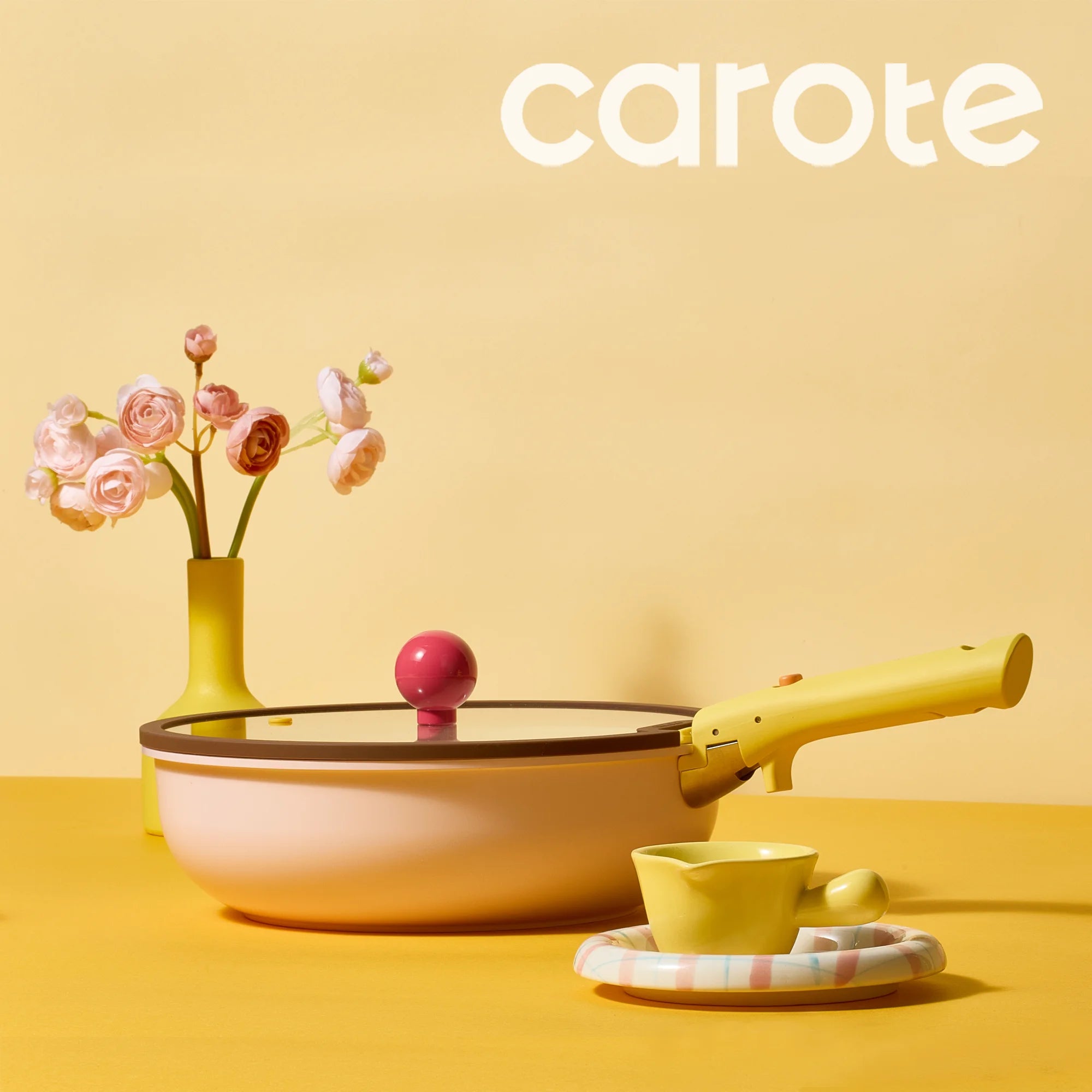Carote 20 Pcs Ceramic Nonstick Cookware Set, Pots and Pans Set with Detachable Handles, Oven/Dishwasher Safe, Stackable Kitchen Cooking Set, Colorful