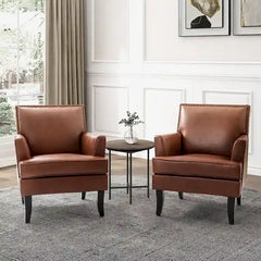 Nileus Set of 2 Modern Classic Polyester Accent Chairs with Solid Wood Legs by HULALA HOME