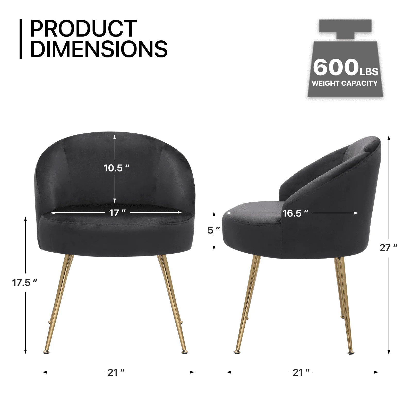 Monibloom Velvet Accent Chair, Modern Upholstered Single Sofa Side Chair, Comfy Barrel Club Living Room Armchair with Golden Metal Legs for Bedroom Reading Room Office, Black