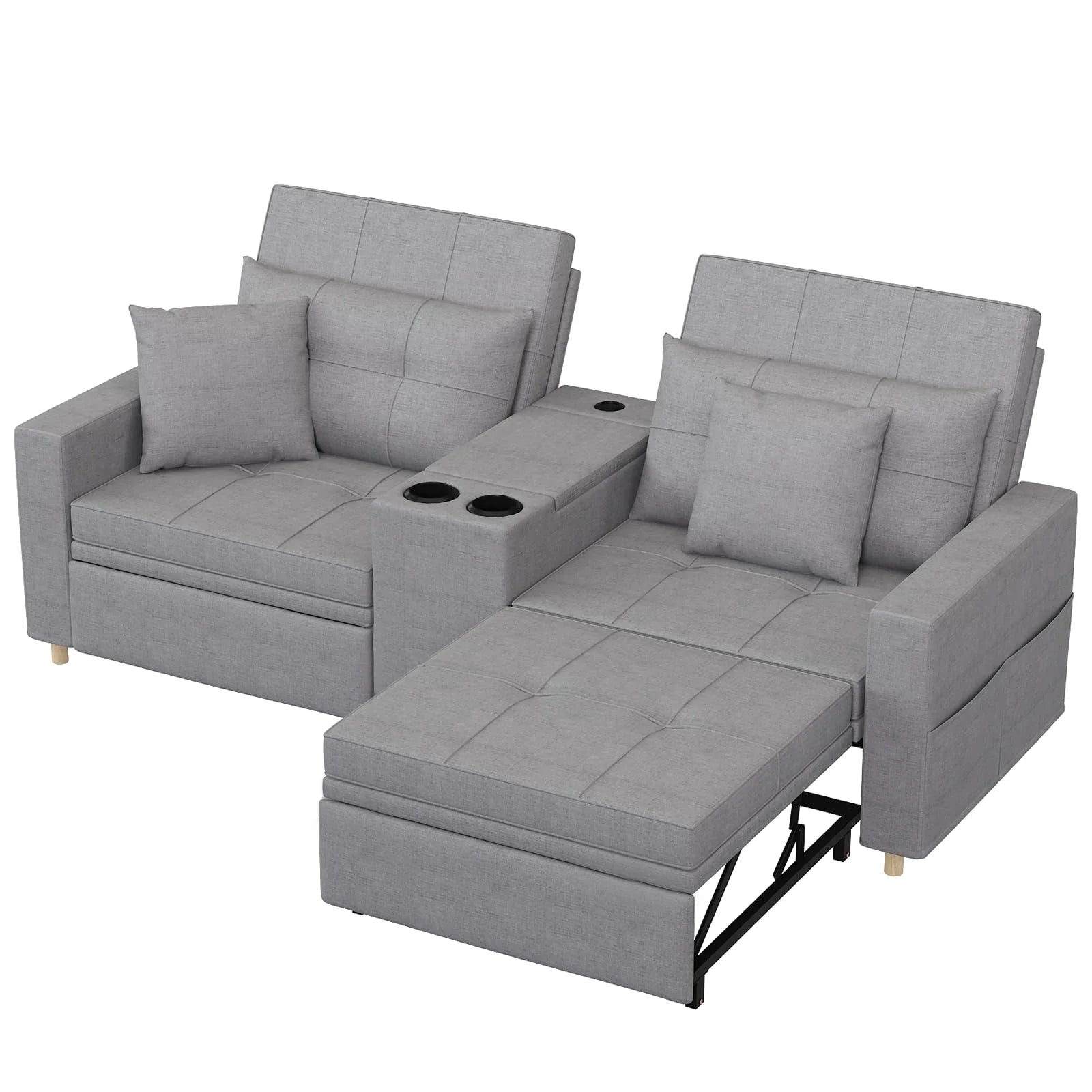 AECOJOY 75" Sleeper Chair, 3 in 1 Convertible Sleeper Sofa Bed, 2-Seater Pull Out Couch Bed