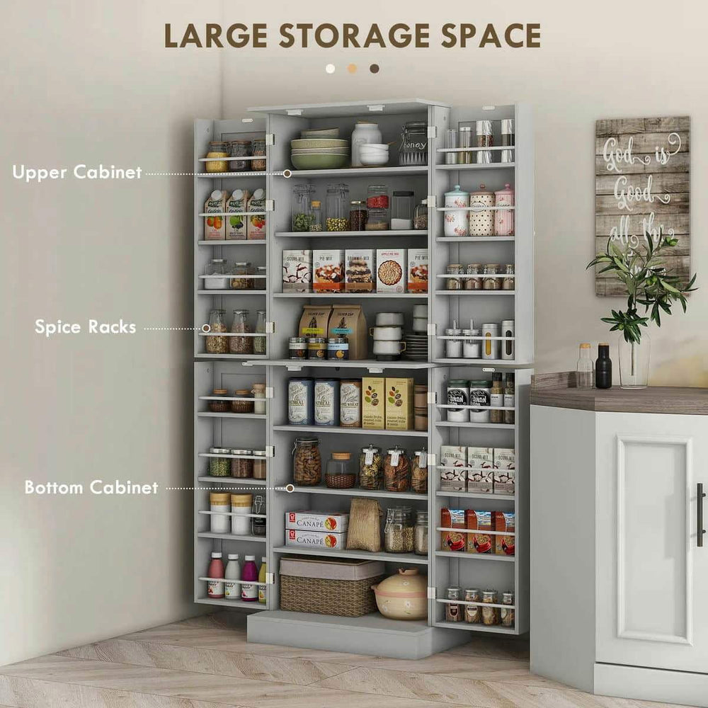 Spaco 17-Tier Kitchen Small Pantry Cabinet with 2 Doors and 6 Adjustable Shelves, Cabinet Pantry, Freestanding 5-Tier Shelving Pantries