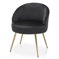 Monibloom Velvet Accent Chair, Modern Upholstered Single Sofa Side Chair, Comfy Barrel Club Living Room Armchair with Golden Metal Legs for Bedroom Reading Room Office, Black