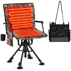 AECOJOY Heated Hunting Blind Chair, 360°Silent Swivel, Integrated Warm Seat System